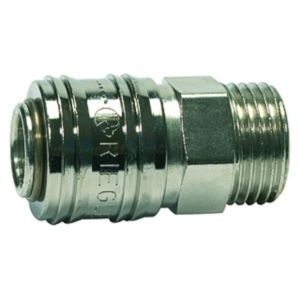 Szybkozłącze jednoręczne z gwintem zewnętrznym, NW 7.2, niklowany mosiądz, Riegler