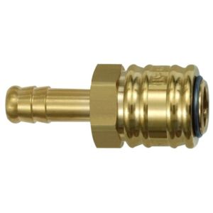 Szybkozłącze jednoręczne z kroćcem na wąż, NW 7.2, mosiądz, Riegler